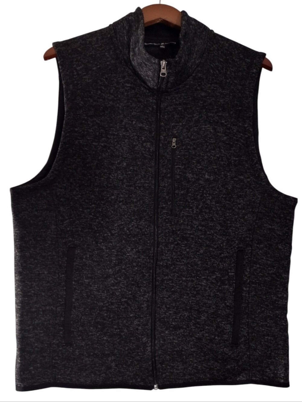 Beverly Hills Polo Club Men's Charcoal Zip-Up Sleeveless Vest